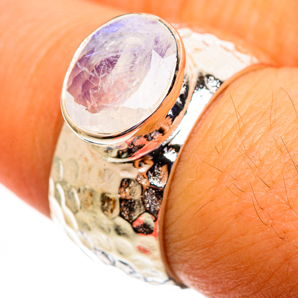 Rainbow Moonstone Rings handcrafted by Ana Silver Co - RING113745