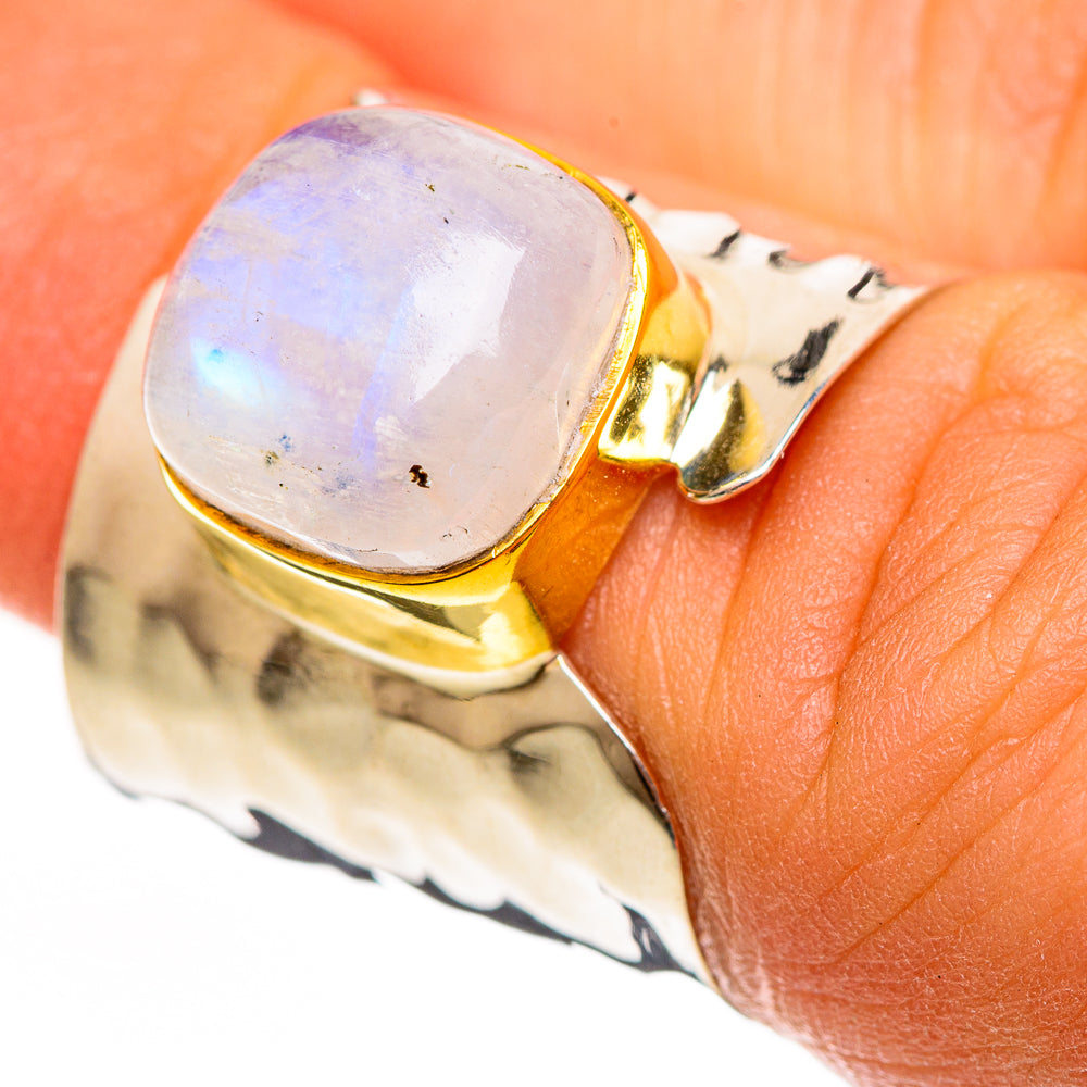 Rainbow Moonstone Rings handcrafted by Ana Silver Co - RING113746