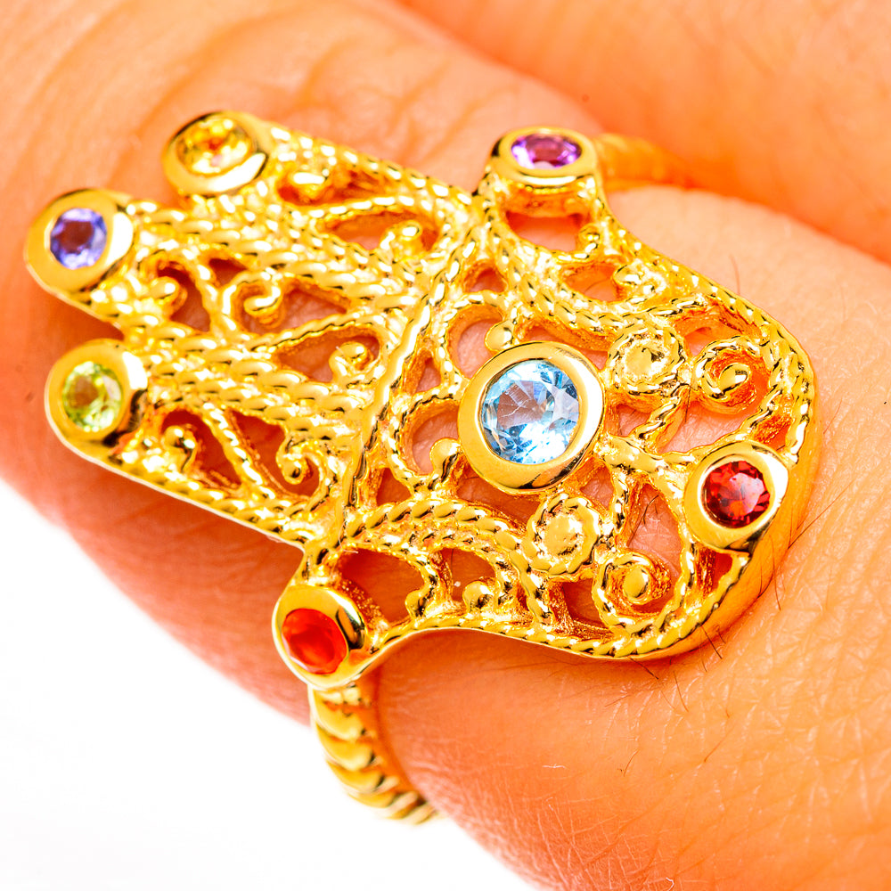 Multi-Stone Hasma Chakra Rings handcrafted by Ana Silver Co - RING113749