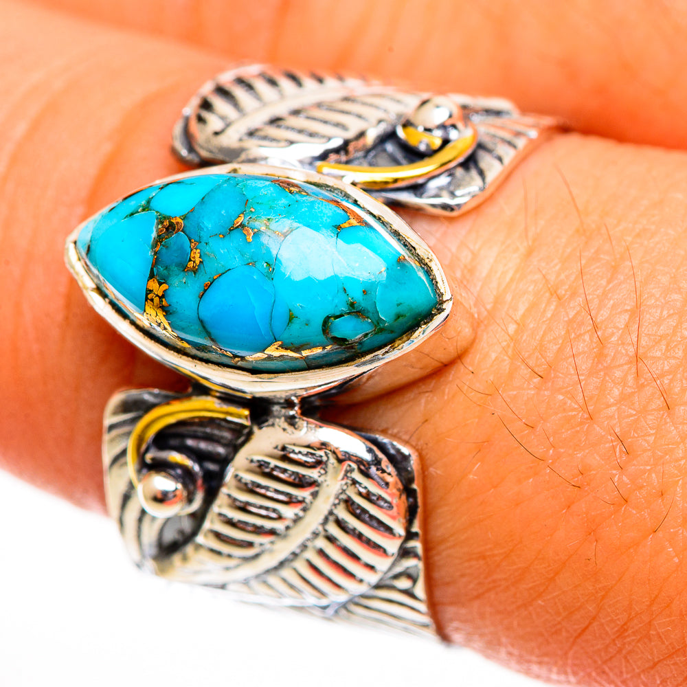 Blue Copper Composite Turquoise Rings handcrafted by Ana Silver Co - RING113760