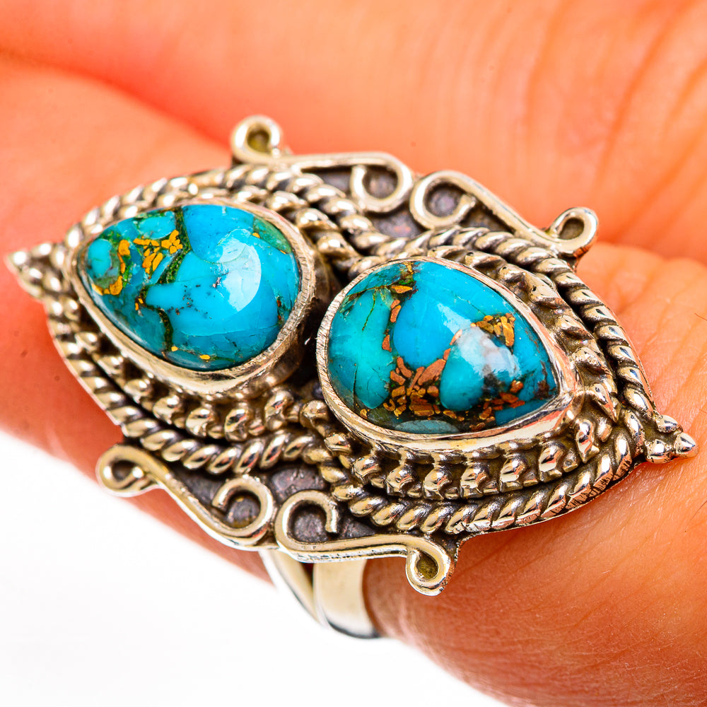 Blue Copper Composite Turquoise Rings handcrafted by Ana Silver Co - RING113761