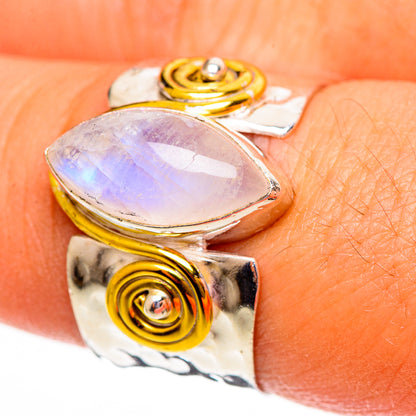 Rainbow Moonstone Rings handcrafted by Ana Silver Co - RING113780