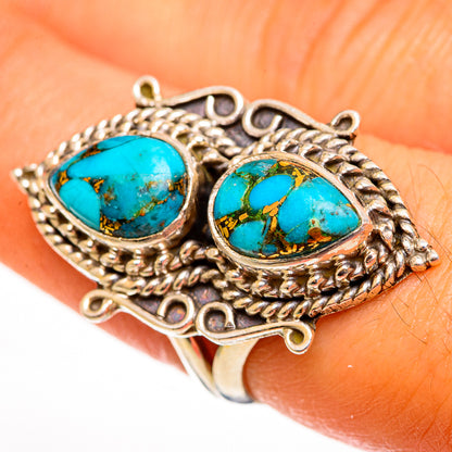 Blue Copper Composite Turquoise Rings handcrafted by Ana Silver Co - RING113790