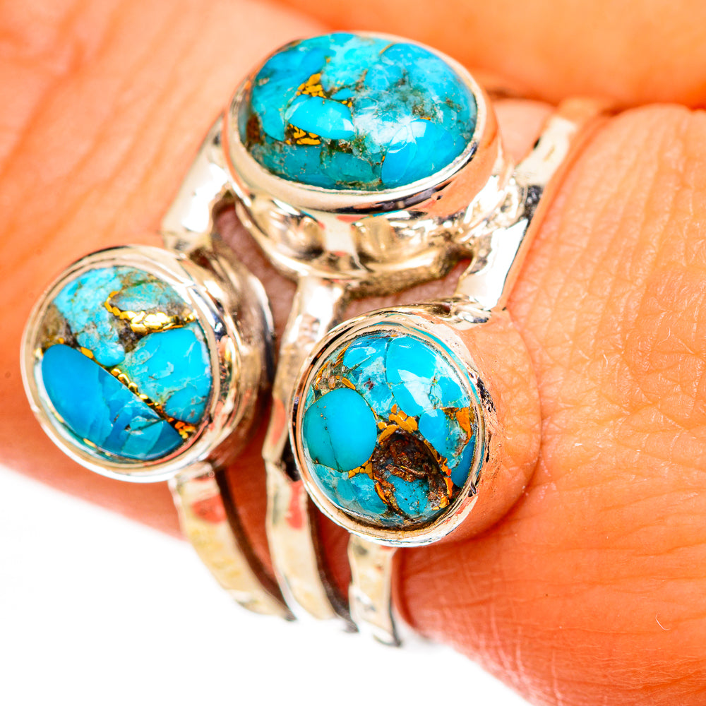 Blue Copper Composite Turquoise Rings handcrafted by Ana Silver Co - RING113795