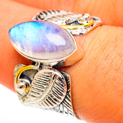 Rainbow Moonstone Rings handcrafted by Ana Silver Co - RING113819