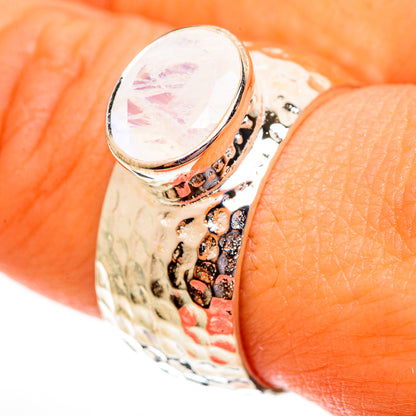 Rainbow Moonstone Rings handcrafted by Ana Silver Co - RING113821