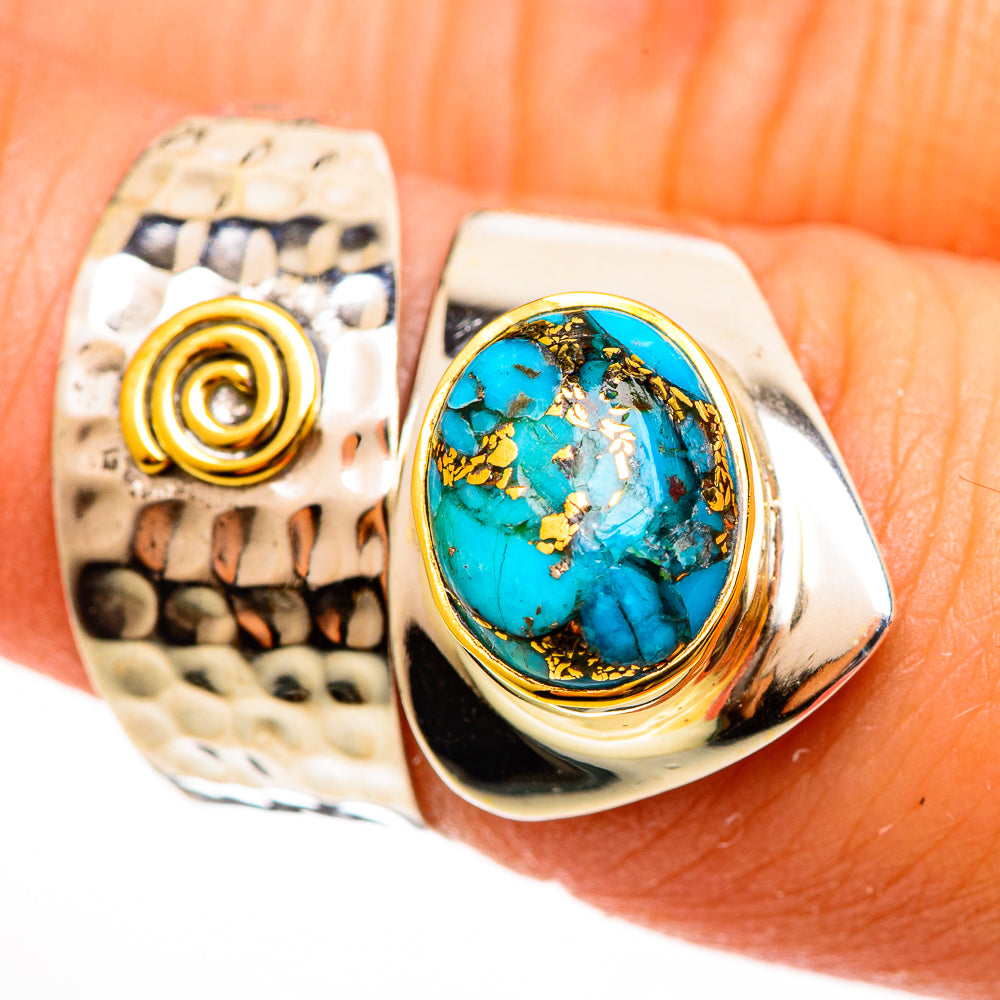 Blue Copper Composite Turquoise Rings handcrafted by Ana Silver Co - RING113831