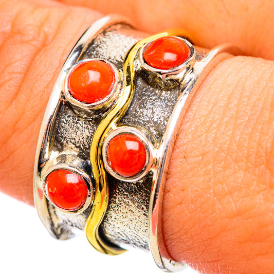 Red Coral Rings handcrafted by Ana Silver Co - RING113850