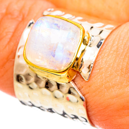 Rainbow Moonstone Rings handcrafted by Ana Silver Co - RING113855