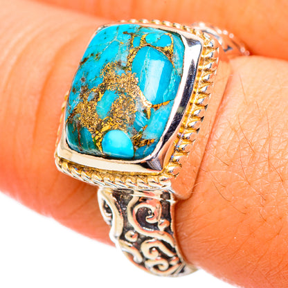 Blue Copper Composite Turquoise Rings handcrafted by Ana Silver Co - RING113867