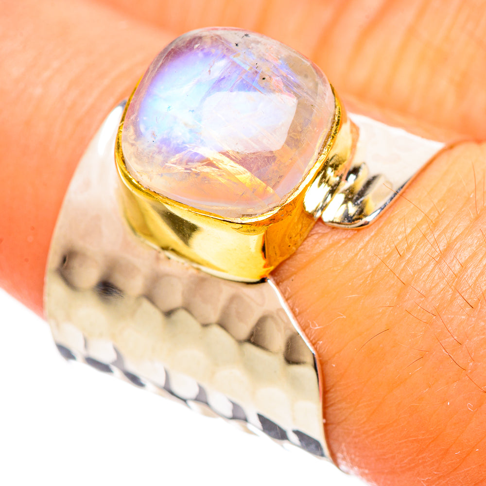 Rainbow Moonstone Rings handcrafted by Ana Silver Co - RING113889