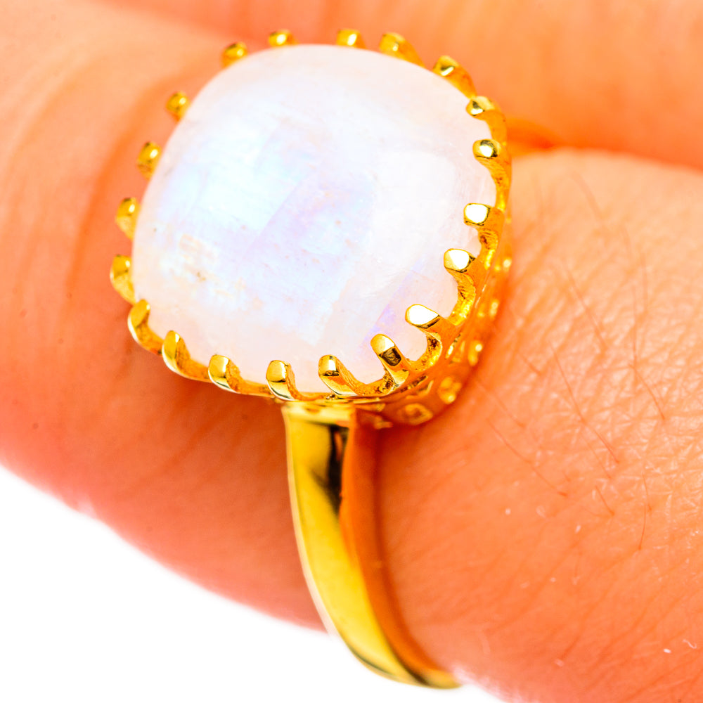 Rainbow Moonstone Rings handcrafted by Ana Silver Co - RING113890