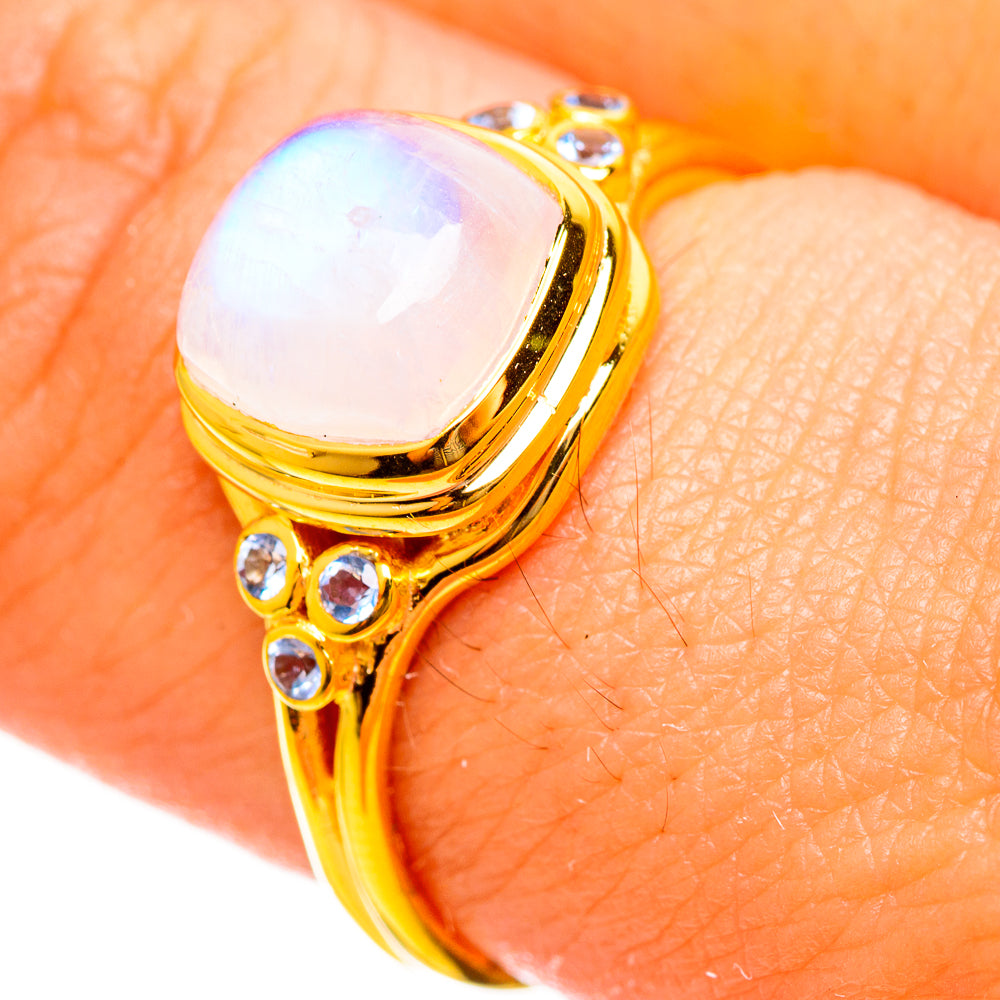 Rainbow Moonstone Rings handcrafted by Ana Silver Co - RING113891