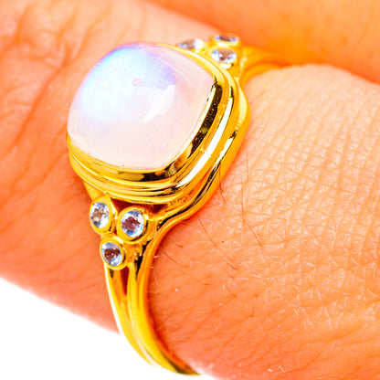 Rainbow Moonstone Rings handcrafted by Ana Silver Co - RING113891