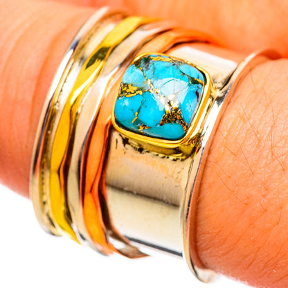 Blue Copper Composite Turquoise Rings handcrafted by Ana Silver Co - RING113899