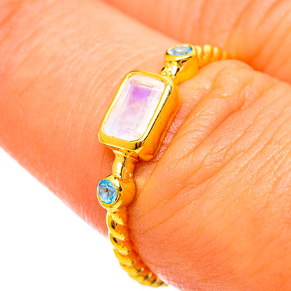 Rainbow Moonstone Rings handcrafted by Ana Silver Co - RING113918