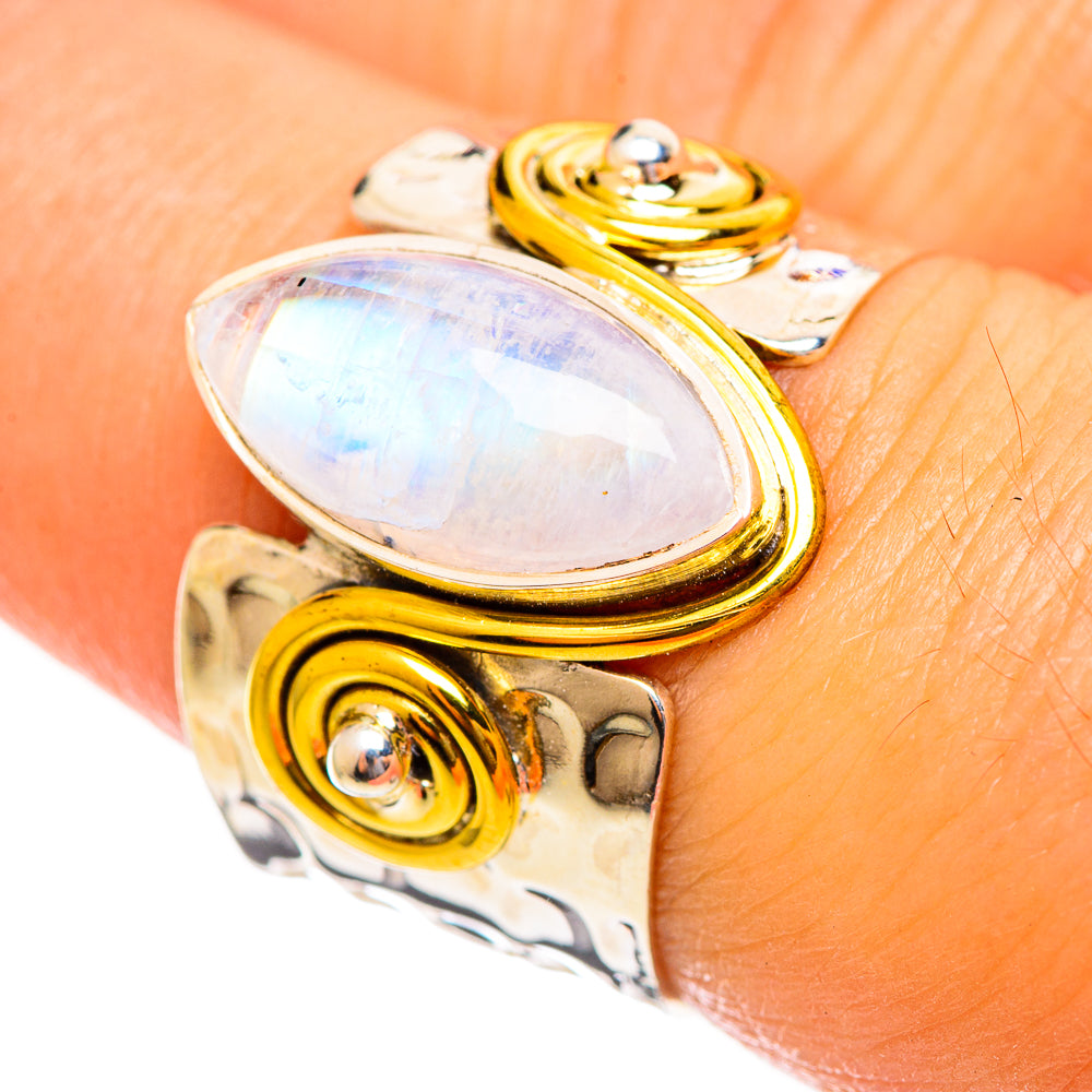 Rainbow Moonstone Rings handcrafted by Ana Silver Co - RING113921