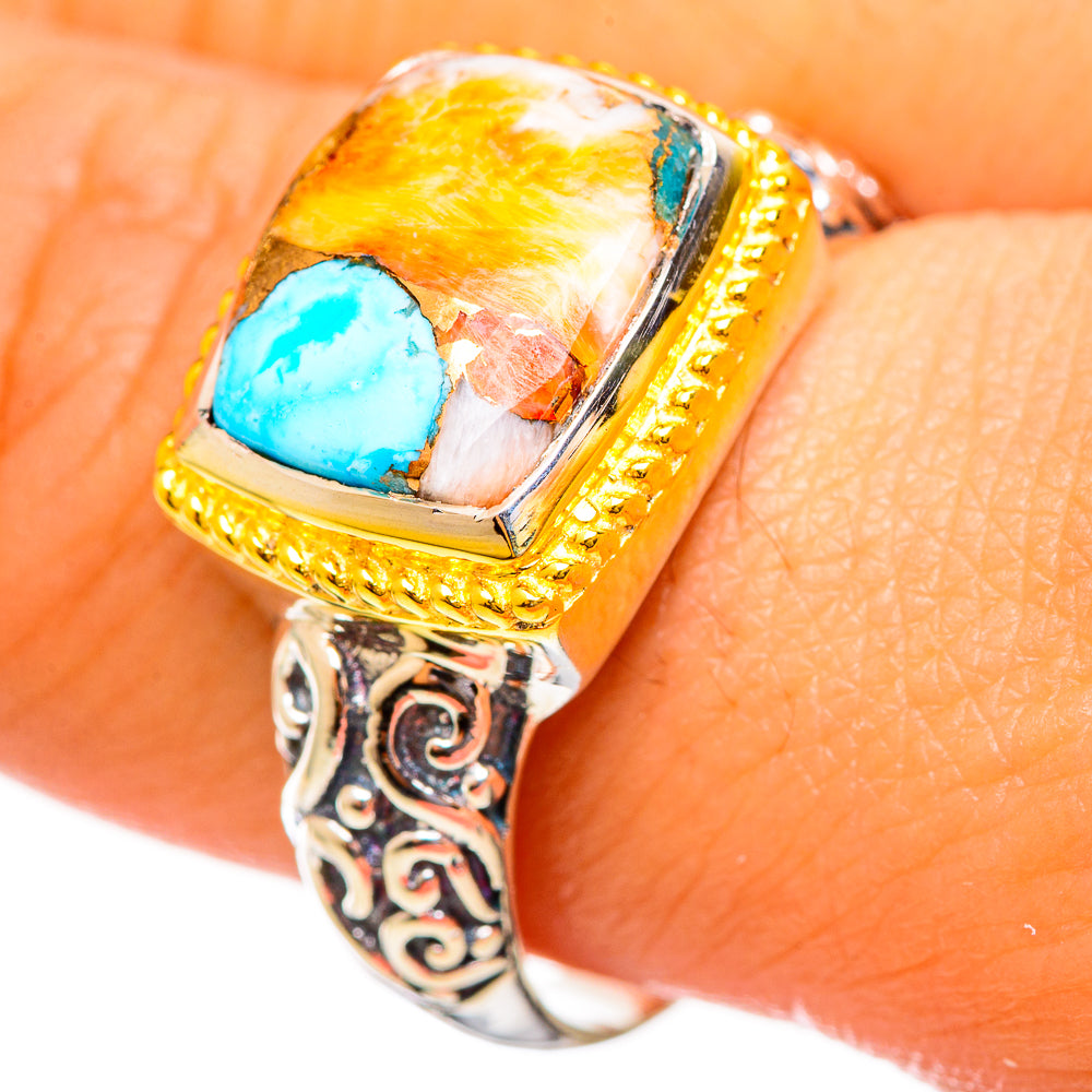 Spiny Oyster Turquoise Rings handcrafted by Ana Silver Co - RING113922
