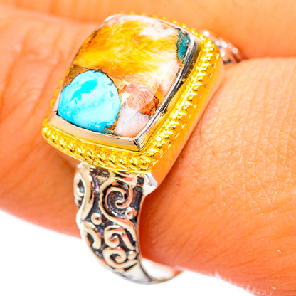 Spiny Oyster Turquoise Rings handcrafted by Ana Silver Co - RING113922