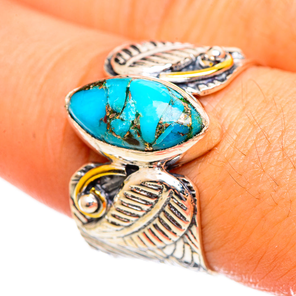 Blue Copper Composite Turquoise Rings handcrafted by Ana Silver Co - RING113925