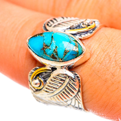 Blue Copper Composite Turquoise Rings handcrafted by Ana Silver Co - RING113925