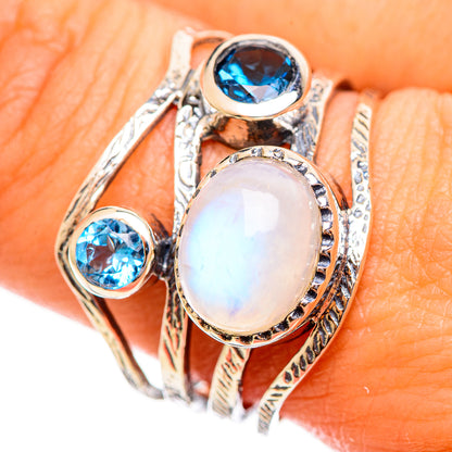 Rainbow Moonstone Rings handcrafted by Ana Silver Co - RING113932