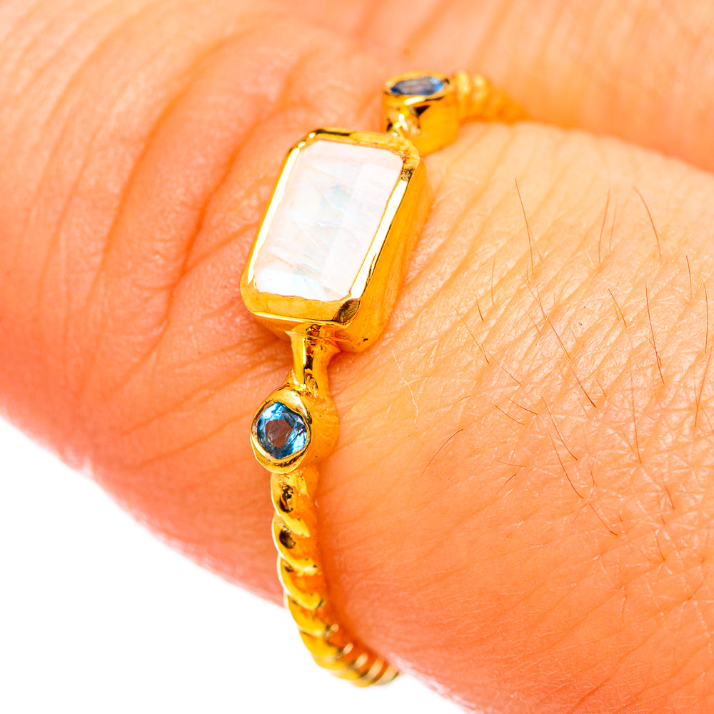 Rainbow Moonstone Rings handcrafted by Ana Silver Co - RING113945