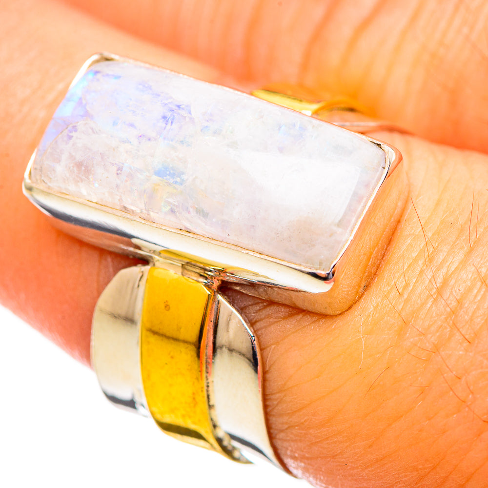 Rainbow Moonstone Rings handcrafted by Ana Silver Co - RING113947