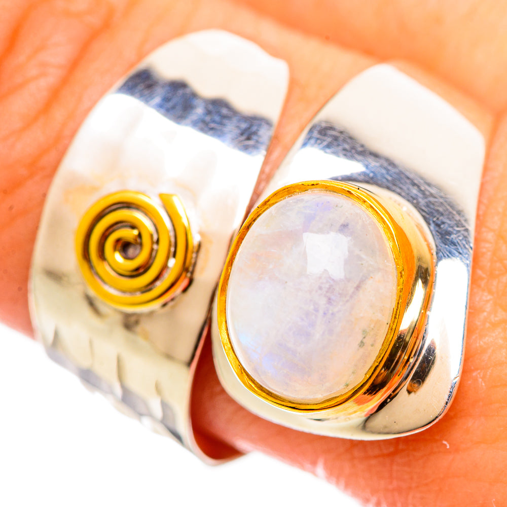 Rainbow Moonstone Rings handcrafted by Ana Silver Co - RING113948