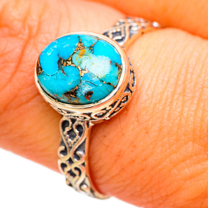 Blue Copper Composite Turquoise Rings handcrafted by Ana Silver Co - RING113954