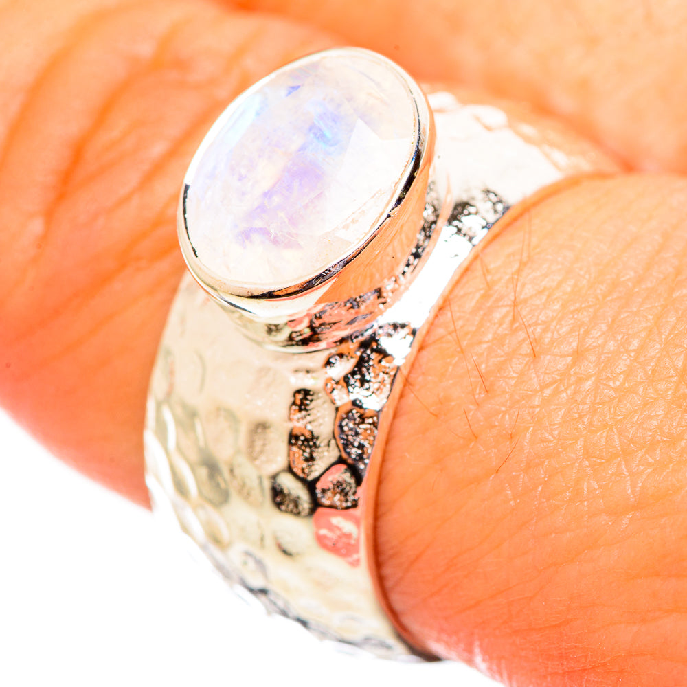 Rainbow Moonstone Rings handcrafted by Ana Silver Co - RING113977