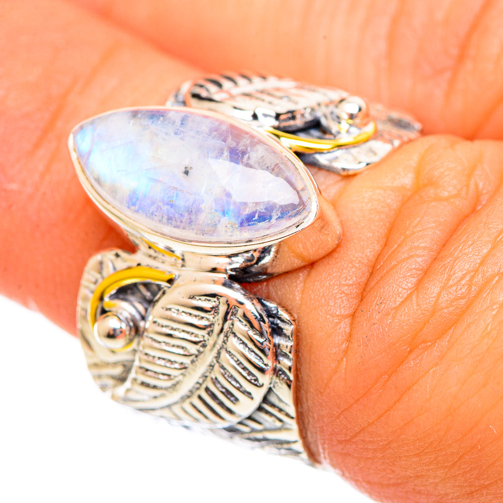 Rainbow Moonstone Rings handcrafted by Ana Silver Co - RING113978