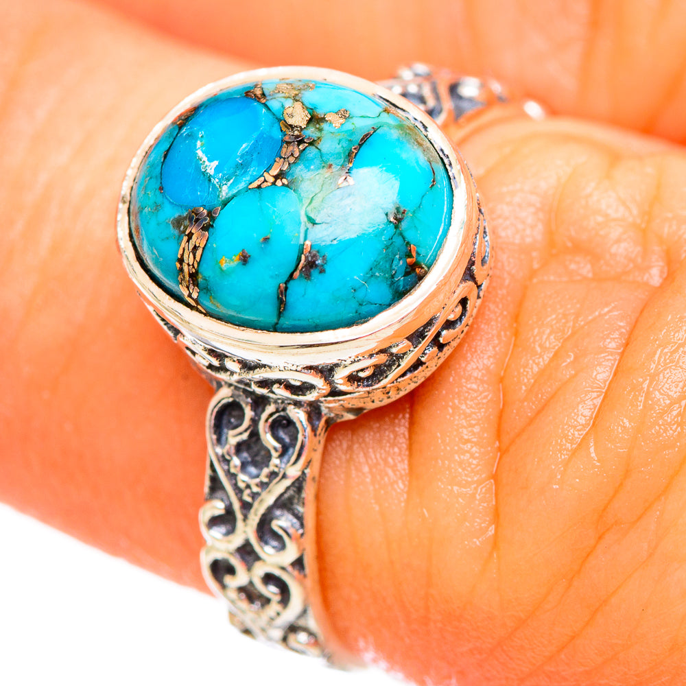 Blue Copper Composite Turquoise Rings handcrafted by Ana Silver Co - RING113984