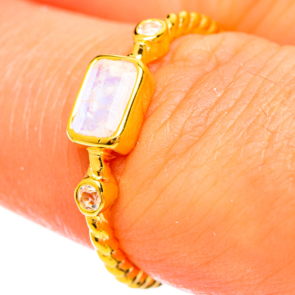 Rainbow Moonstone Rings handcrafted by Ana Silver Co - RING114004