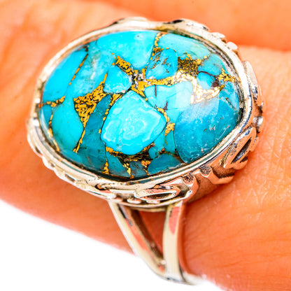 Blue Copper Composite Turquoise Rings handcrafted by Ana Silver Co - RING114008