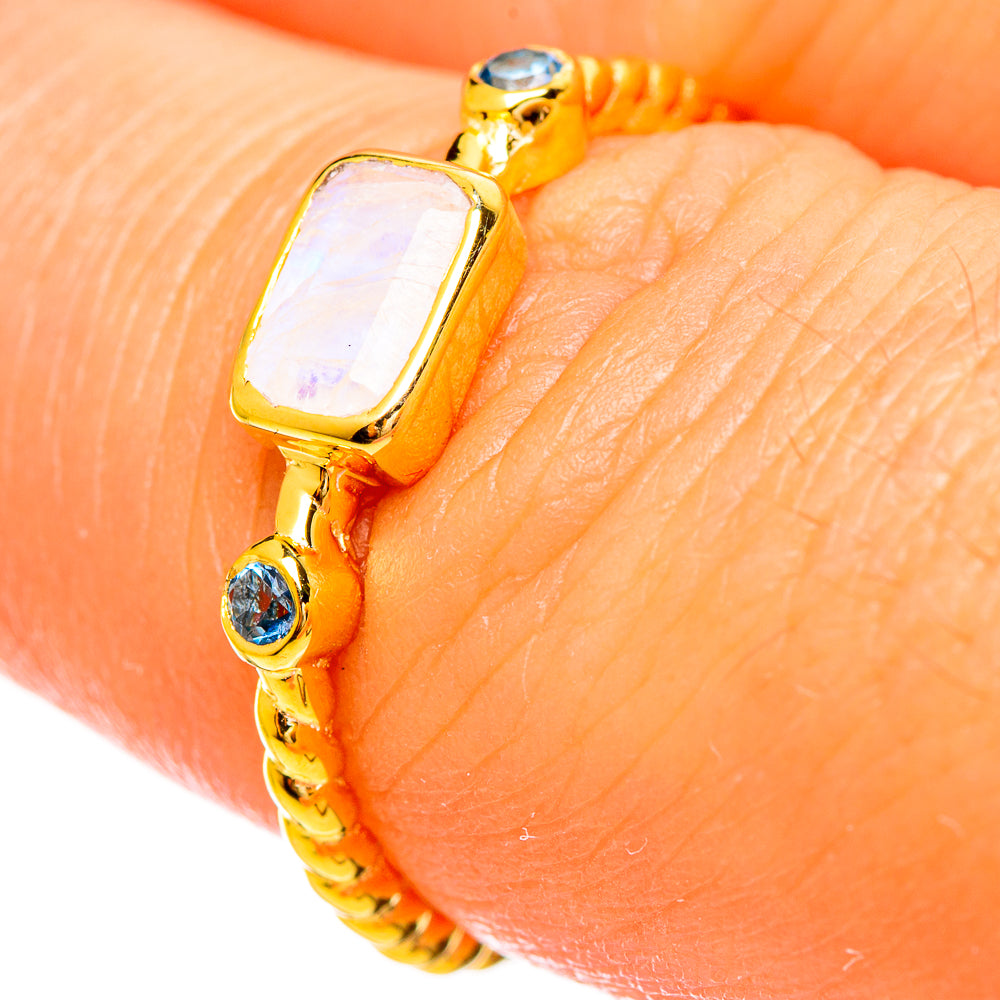 Rainbow Moonstone Rings handcrafted by Ana Silver Co - RING114027