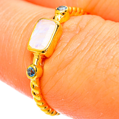Rainbow Moonstone Rings handcrafted by Ana Silver Co - RING114027