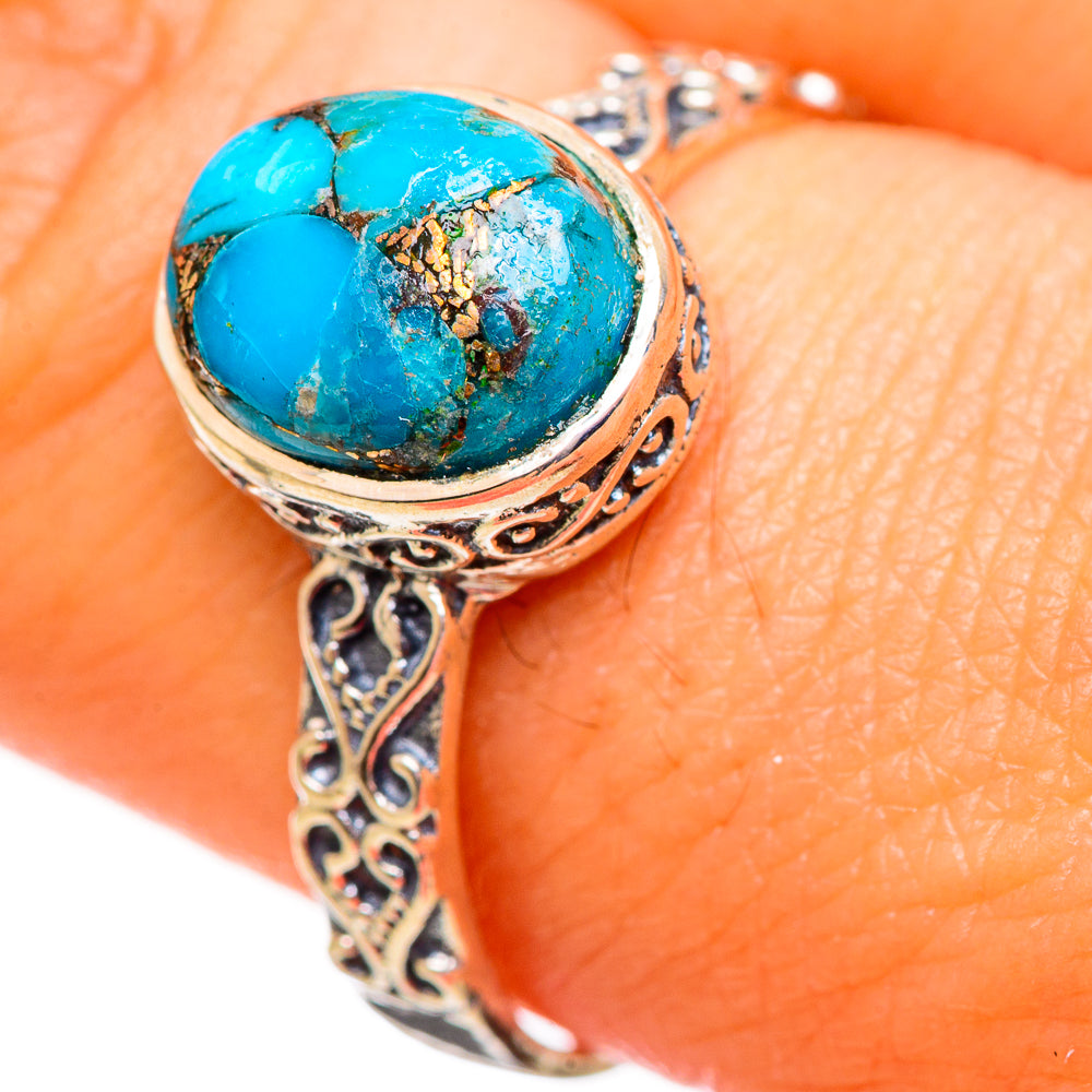 Blue Copper Composite Turquoise Rings handcrafted by Ana Silver Co - RING114033