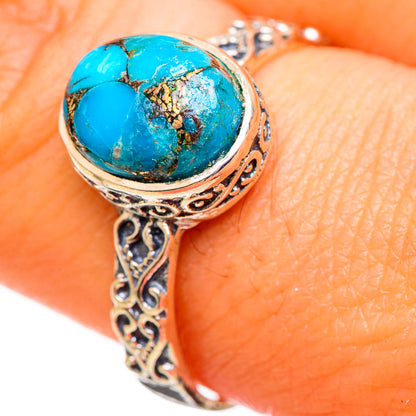 Blue Copper Composite Turquoise Rings handcrafted by Ana Silver Co - RING114033