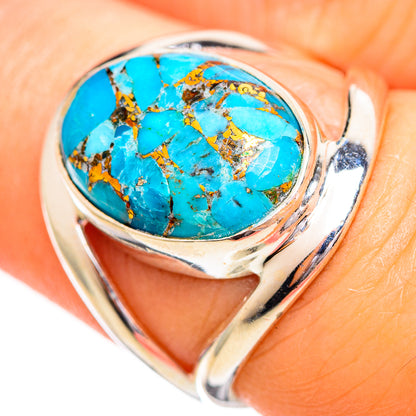 Blue Copper Composite Turquoise Rings handcrafted by Ana Silver Co - RING114037