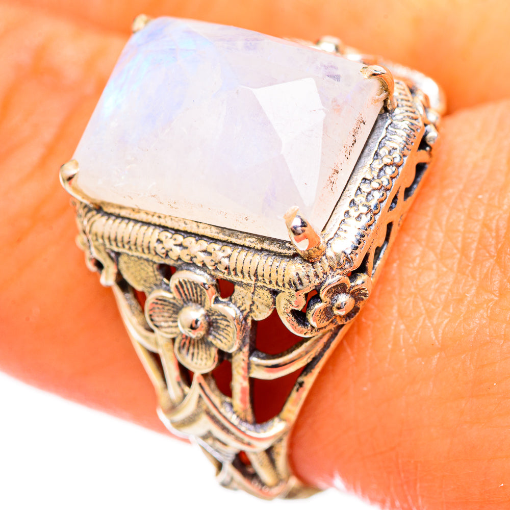 Rainbow Moonstone Rings handcrafted by Ana Silver Co - RING114051