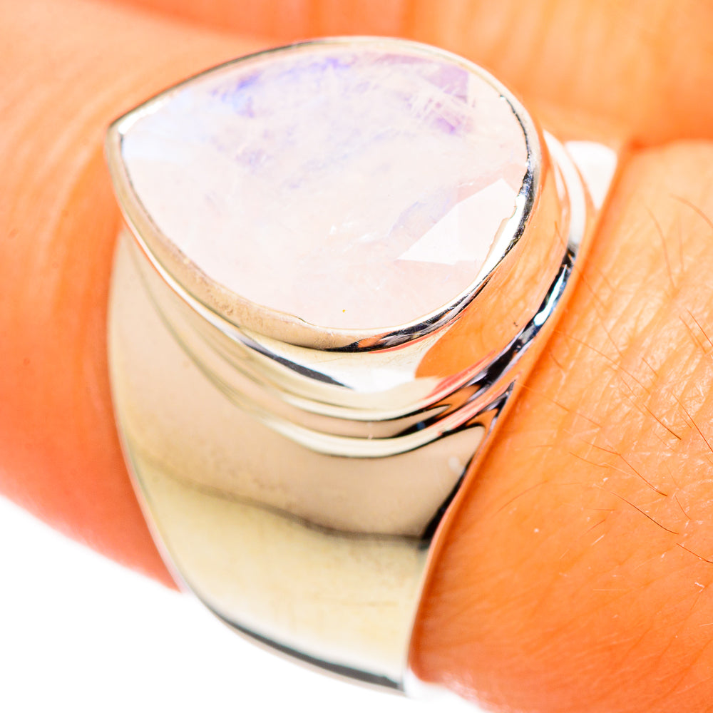 Rainbow Moonstone Rings handcrafted by Ana Silver Co - RING114053
