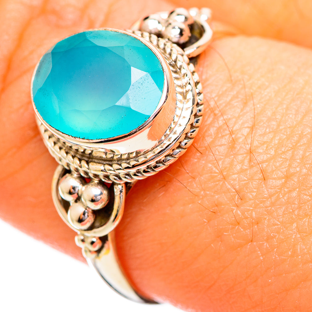Aqua Chalcedony Rings handcrafted by Ana Silver Co - RING114061