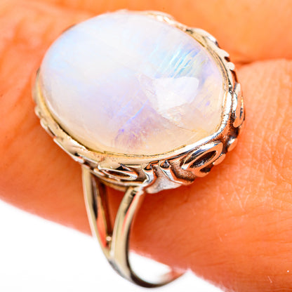 Rainbow Moonstone Rings handcrafted by Ana Silver Co - RING114073