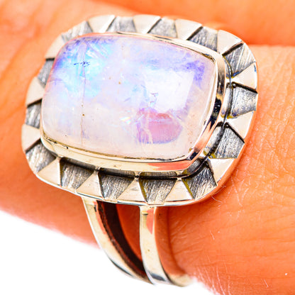 Rainbow Moonstone Rings handcrafted by Ana Silver Co - RING114074