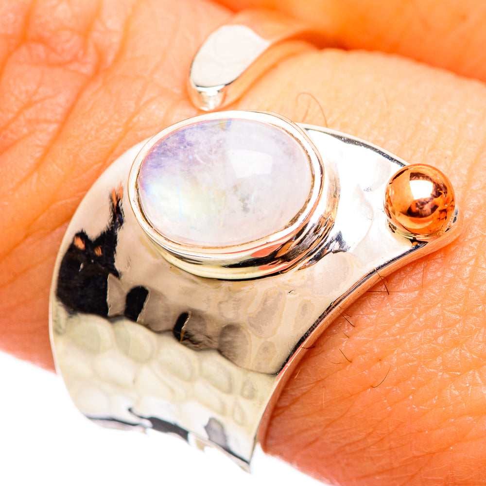 Rainbow Moonstone Rings handcrafted by Ana Silver Co - RING114075