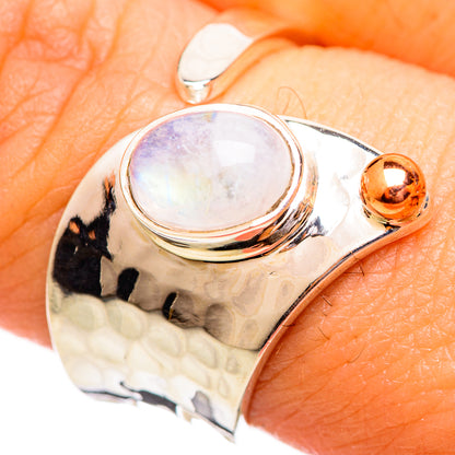 Rainbow Moonstone Rings handcrafted by Ana Silver Co - RING114075