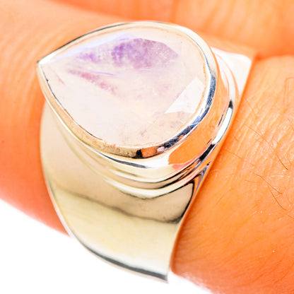 Rainbow Moonstone Rings handcrafted by Ana Silver Co - RING114076
