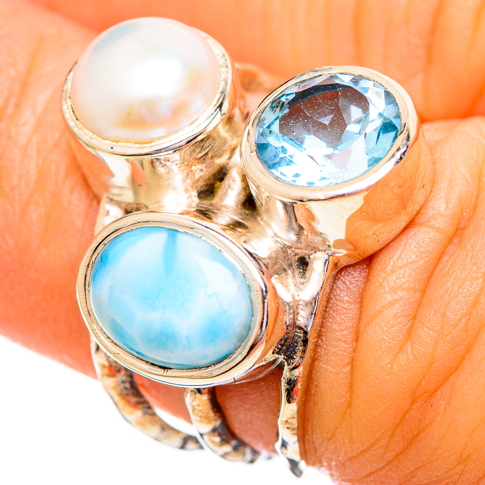 Larimar Rings handcrafted by Ana Silver Co - RING114079