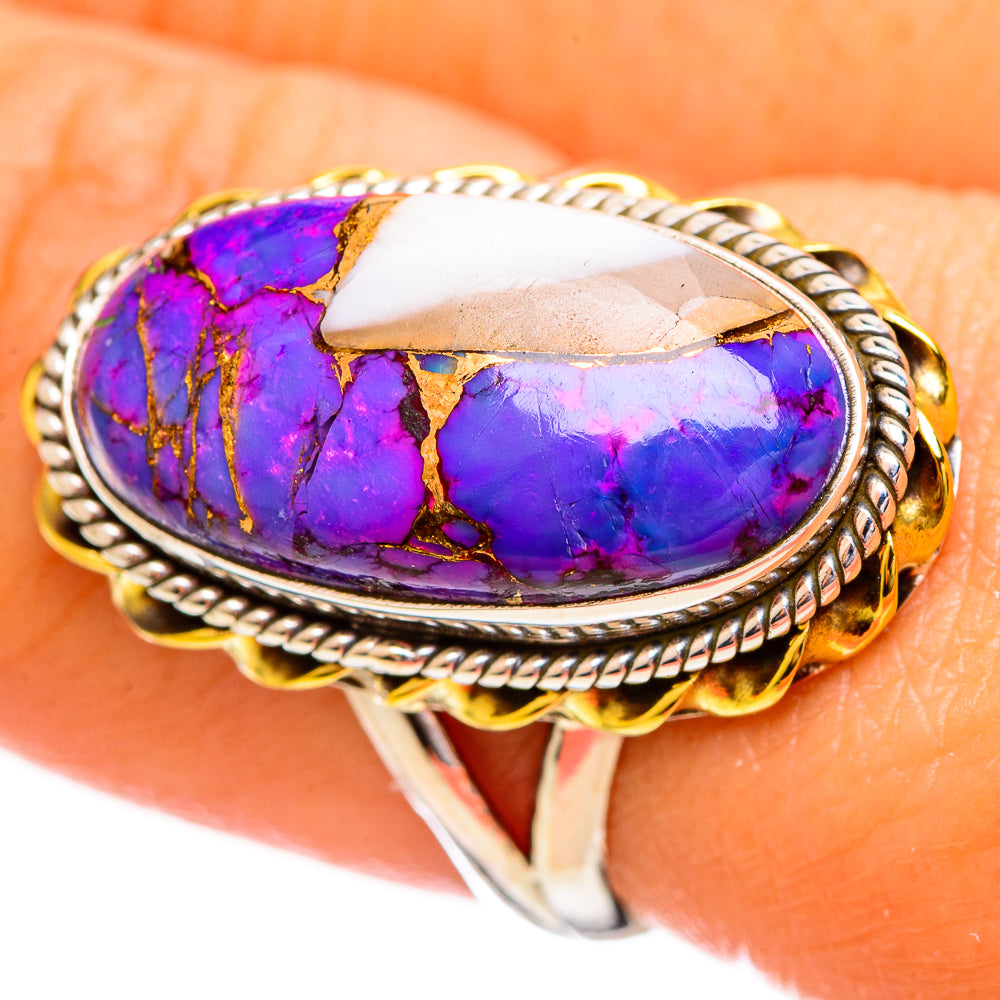 Purple Copper Composite Turquoise Rings handcrafted by Ana Silver Co - RING114092